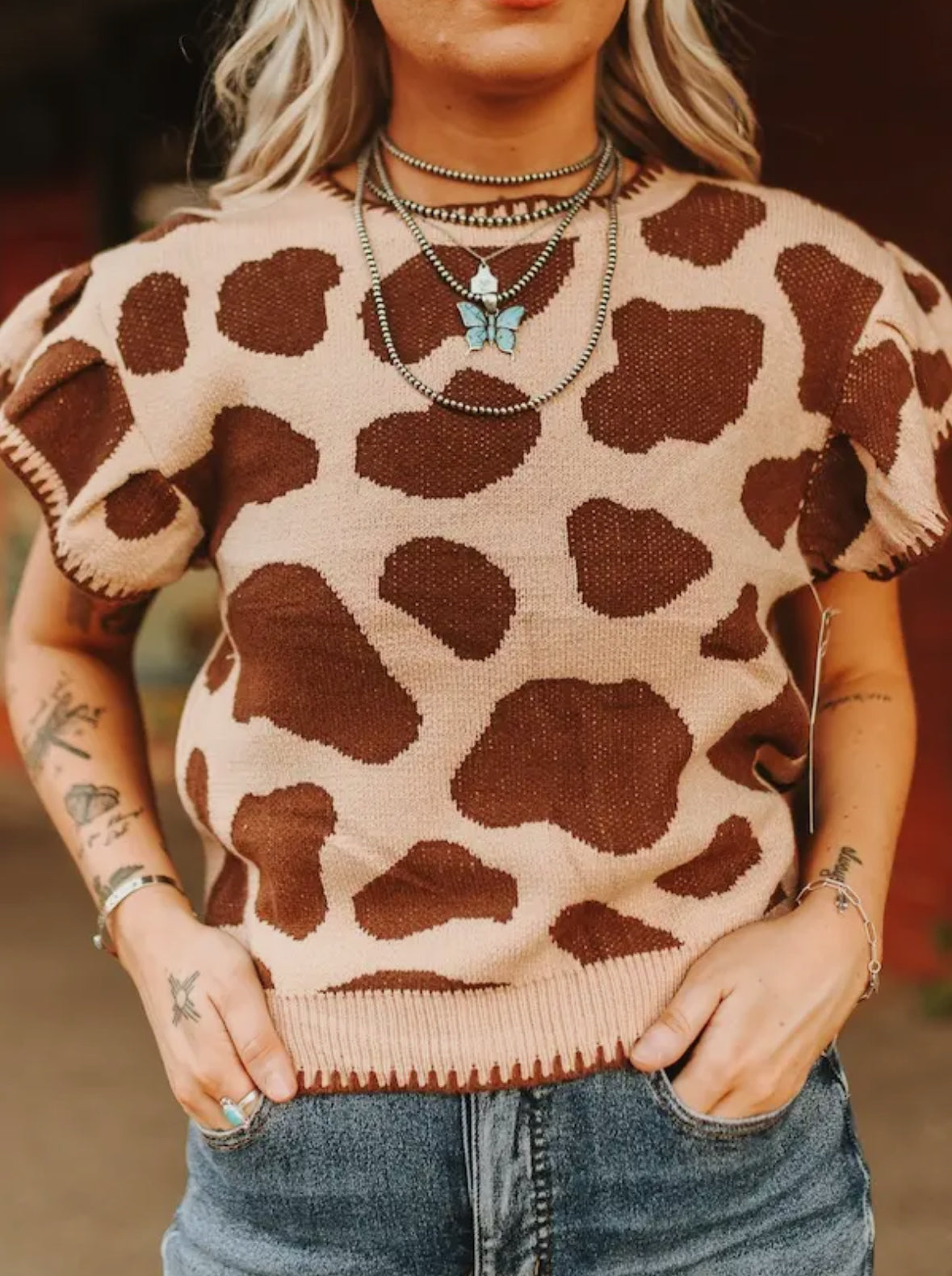 Saddle Spot Knit Top