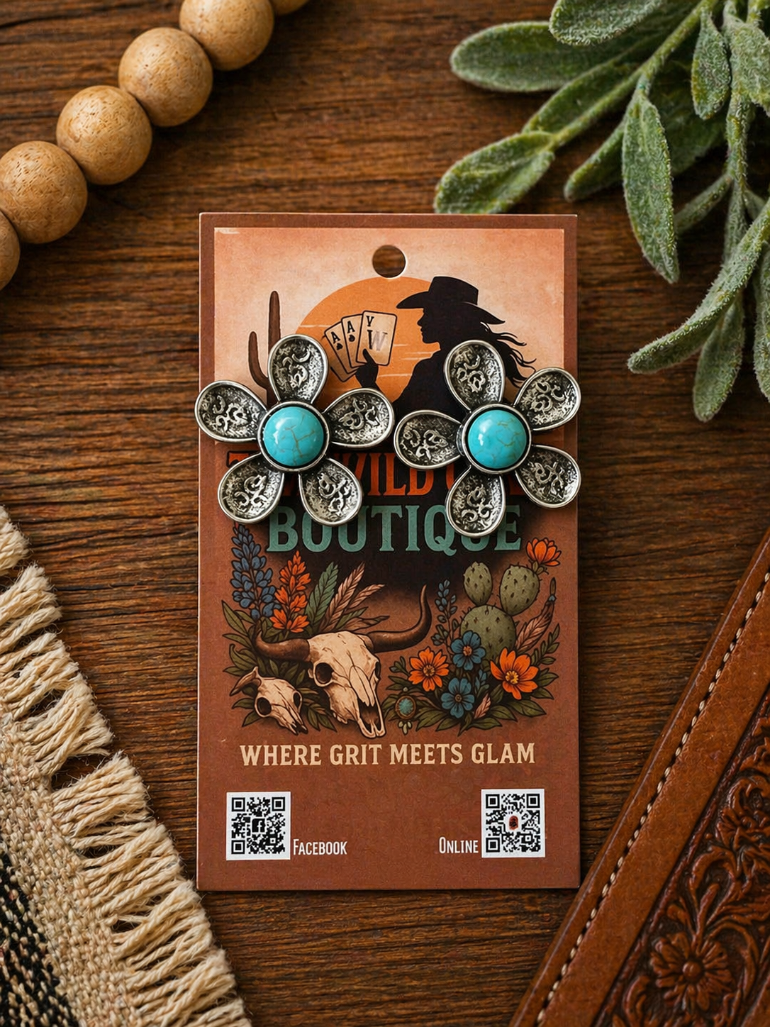 Turquoise Prairie Bloom Studs
