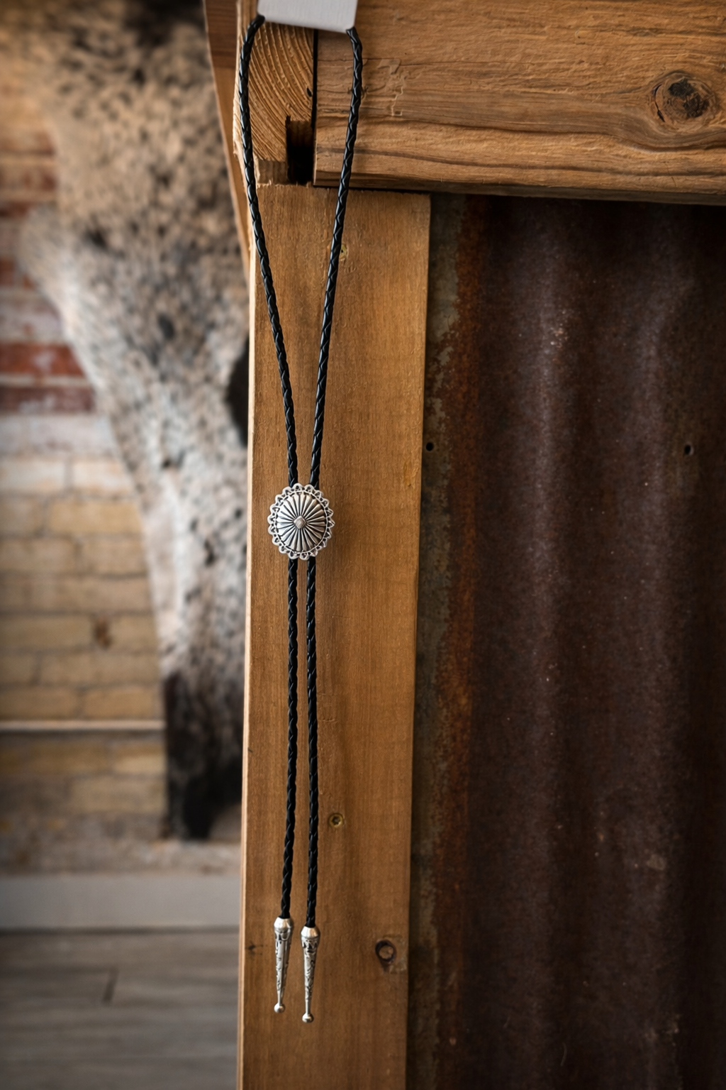 The Saddle Spur Concho Bolo Tie