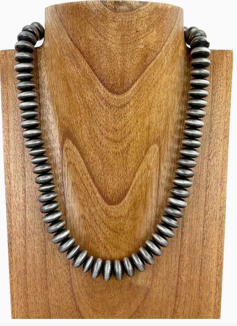 Silver Navajo Pearl Bead Necklace