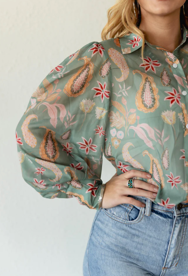Sage Paisley Blouse