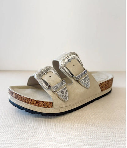 Silver Spur Slide Sandals-Cream