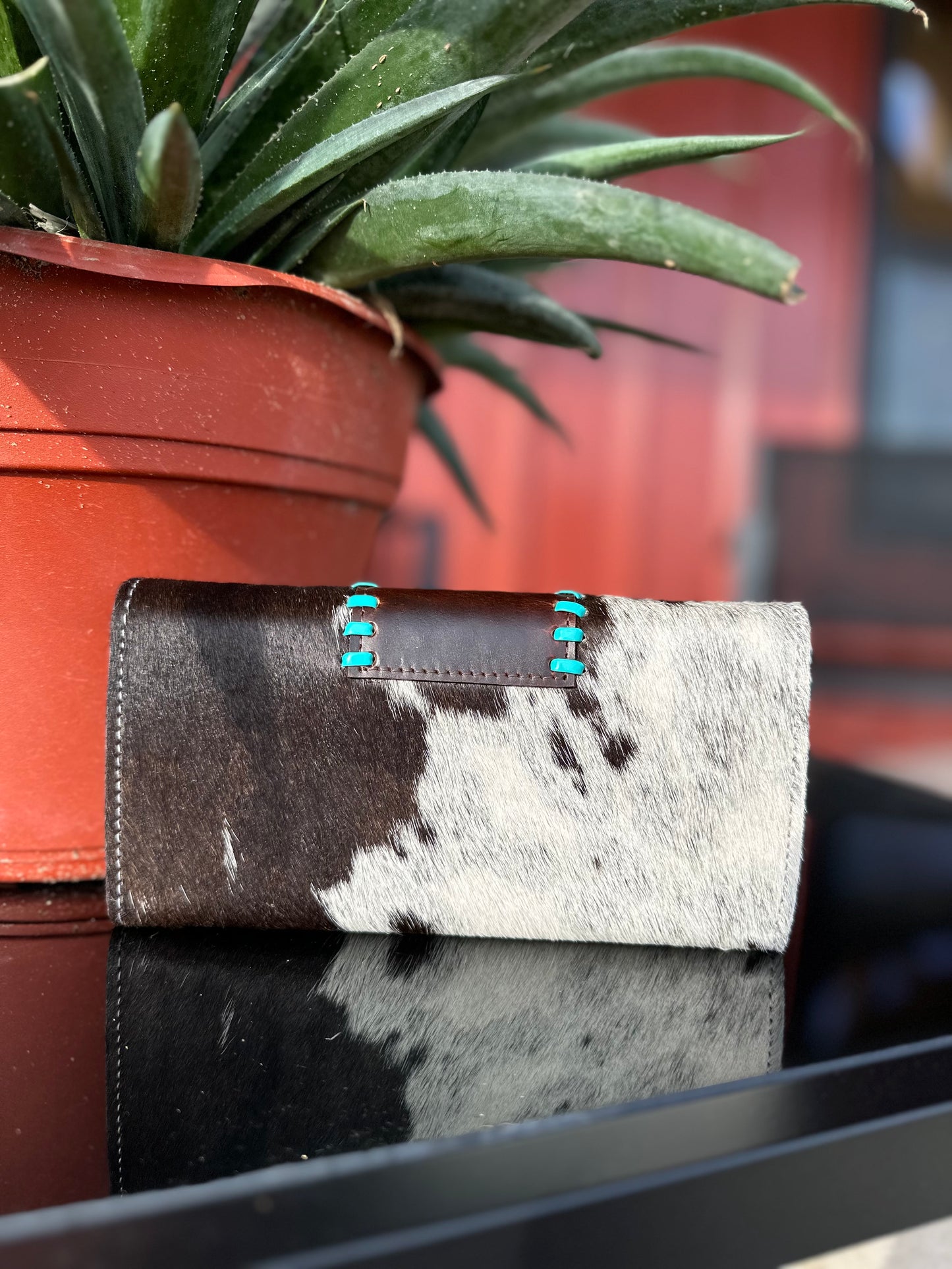 Turquoise Trails Cowhide Wallet