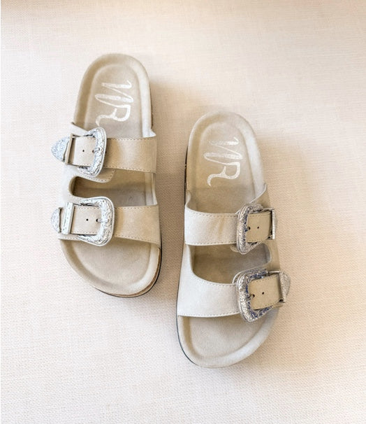 Silver Spur Slide Sandals-Cream