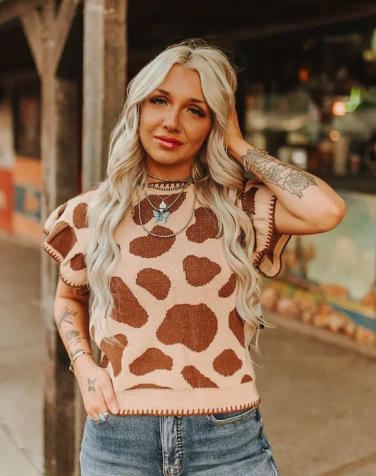Saddle Spot Knit Top