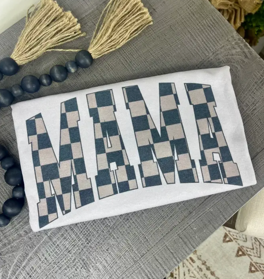 Checkered Cowgirl Mama Tee