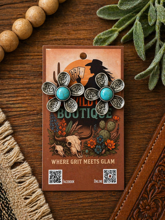 Turquoise Prairie Bloom Studs