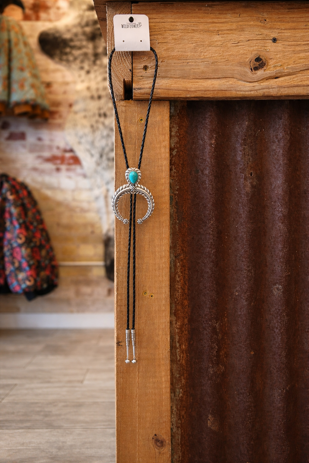 Turquoise Mesa Squash Blossom Bolo Tie