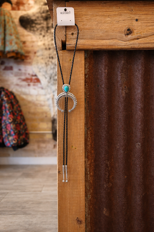 Turquoise Mesa Squash Blossom Bolo Tie