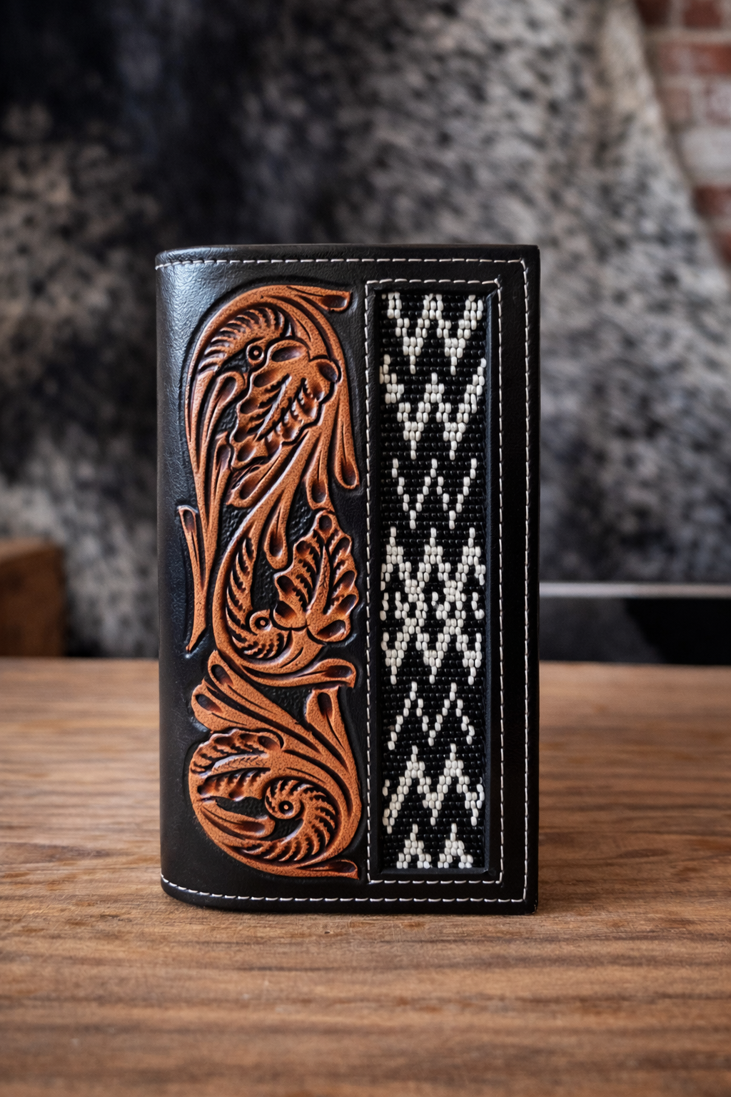 High Plains Beaded Leather Wallet