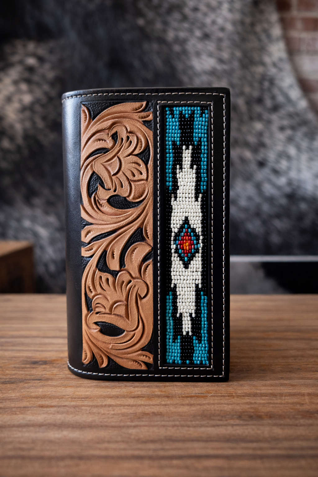 High Plains Beaded Leather Wallet