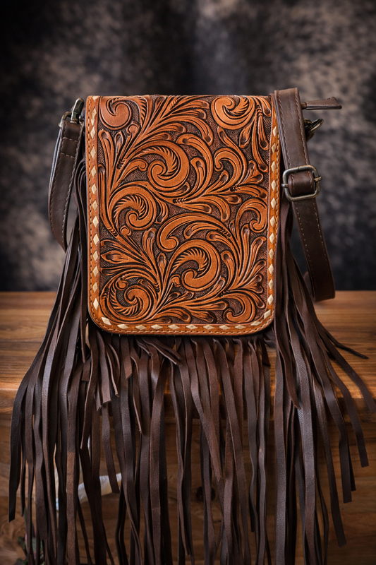 Dusty Rose Fringe Crossbody