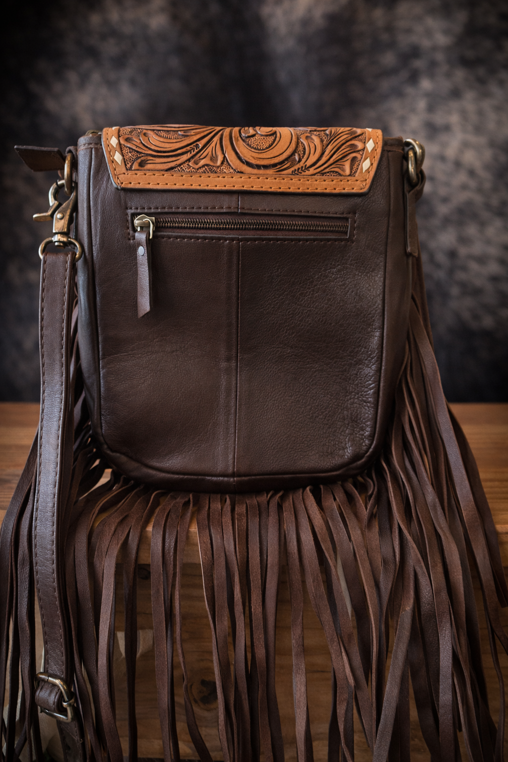 Dusty Rose Fringe Crossbody
