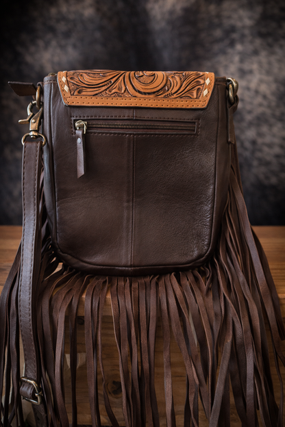 Dusty Rose Fringe Crossbody