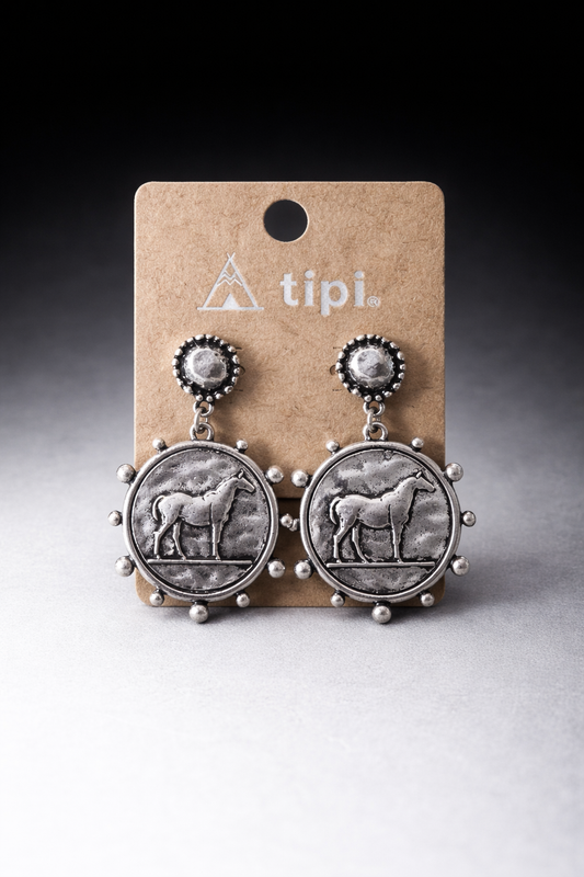 Running Free Horse Medallion Earrings