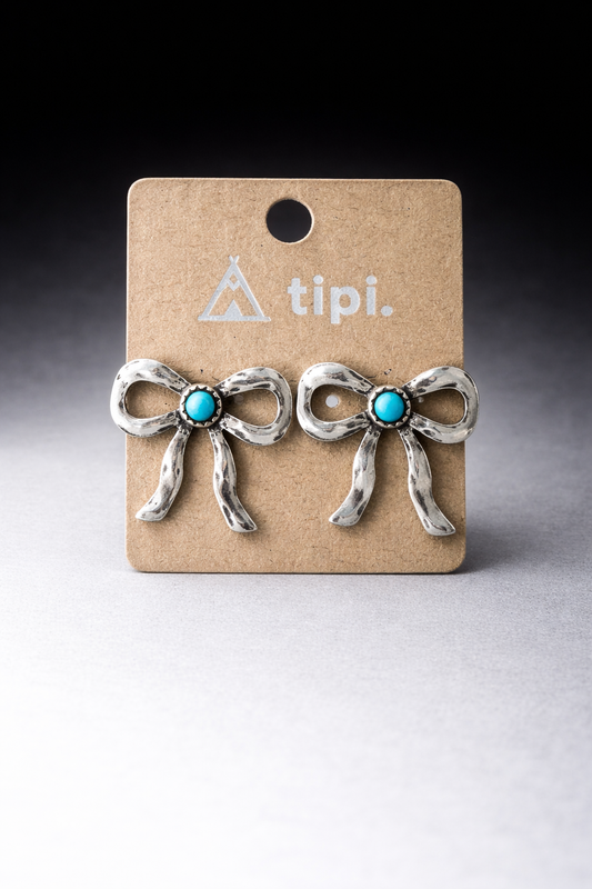 Turquoise Tied Bow Earrings