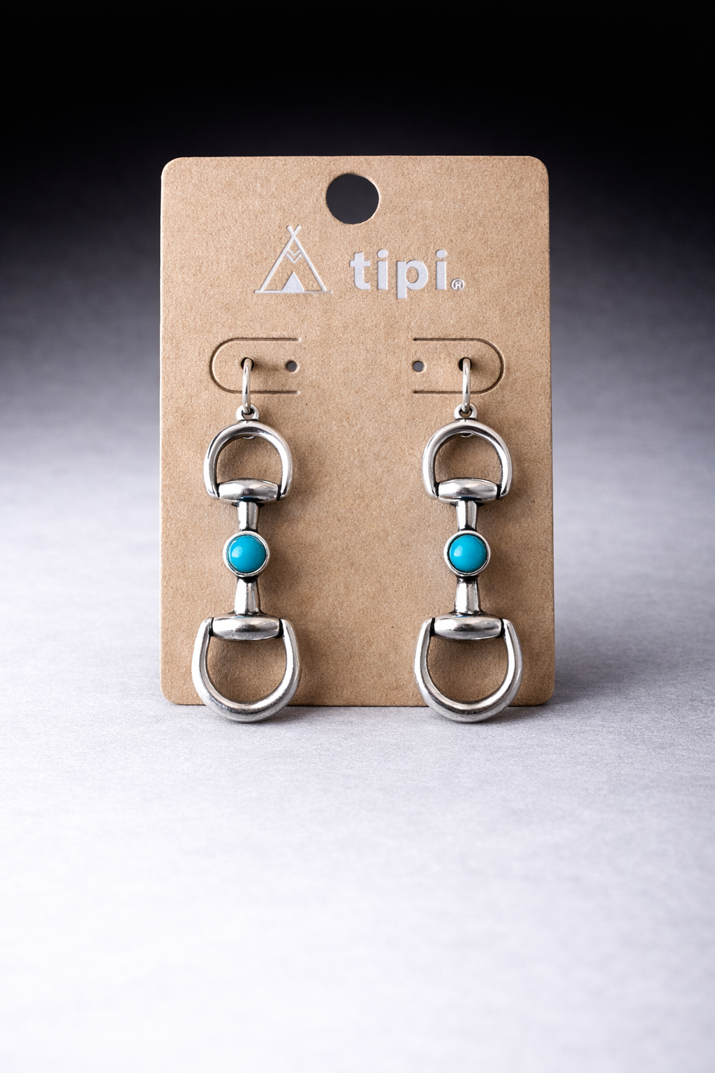 Turquoise Bridle Horse Bit Drop Earrings