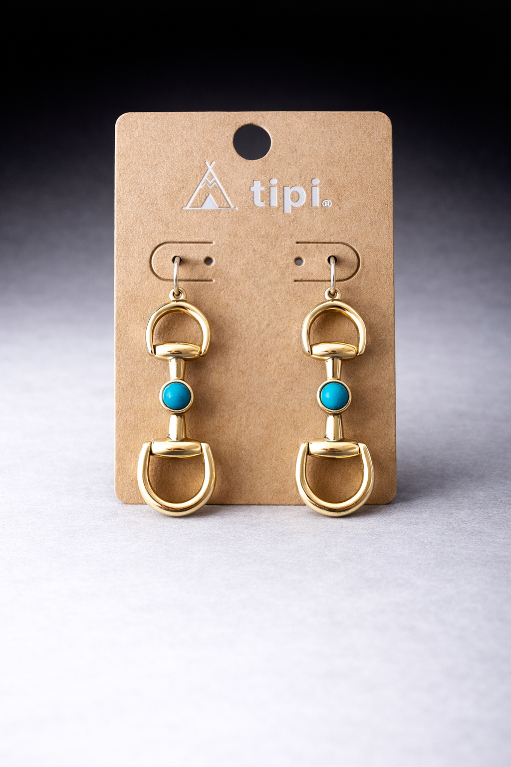 Turquoise Bridle Horse Bit Drop Earrings
