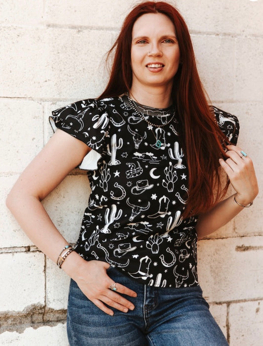 Midnight Rodeo Flutter Top