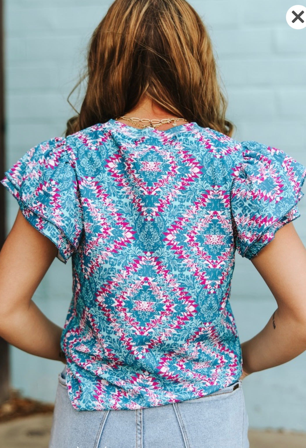 Turquoise Mesa Flutter Top
