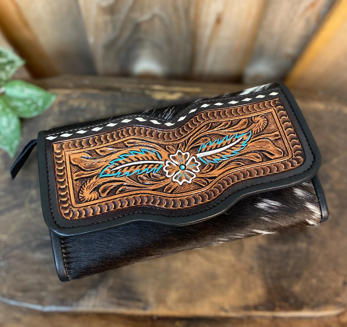 Sierra Blossom Cowhide Clutch