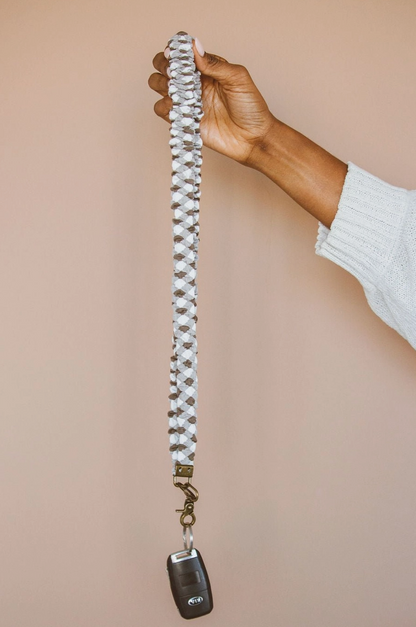 Brown Checkered Lanyard