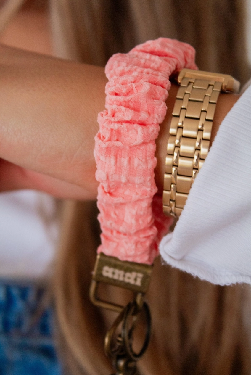 Coral Gingham Keychain