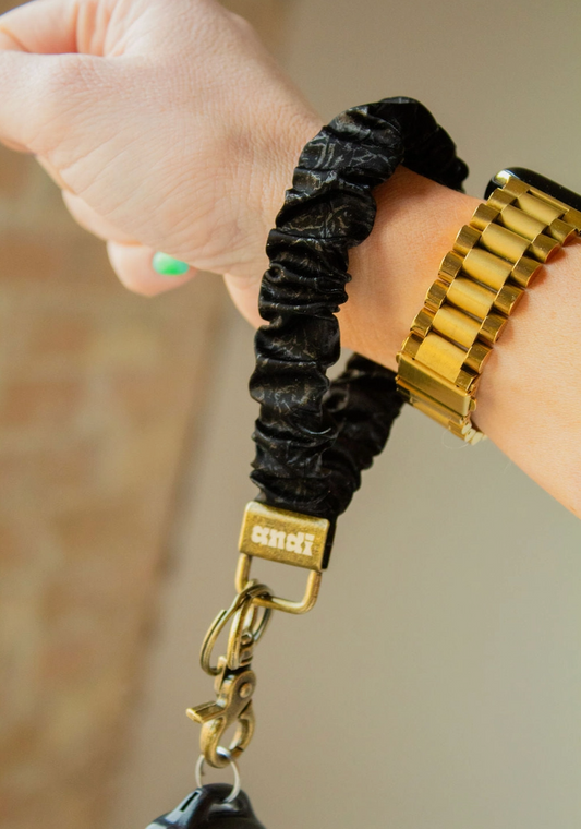 Black Faux Leather Keychain