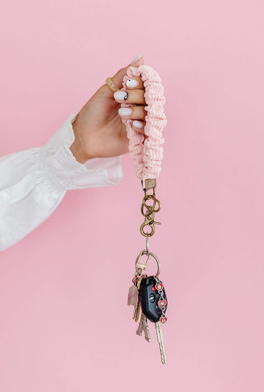 Rose Corduroy Scrunchie Keychain