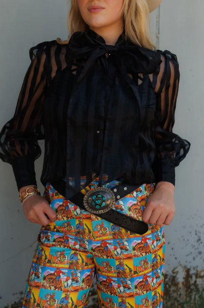 Midnight Mesa Bow Blouse