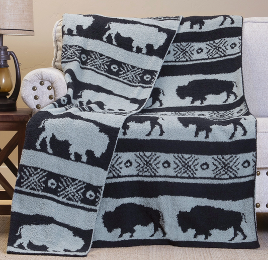 Buffalo Blues Stretchy Throw Blanket
