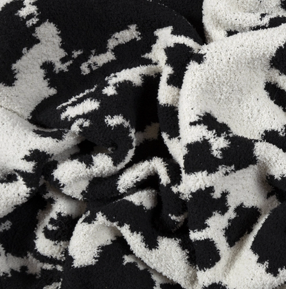 Wrangler Black & White Cowhide Stretchy Throw Blanket