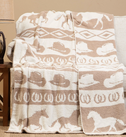 Wrangler Tan Rodeo Stretchy Throw Blanket