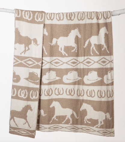 Wrangler Tan Rodeo Stretchy Throw Blanket