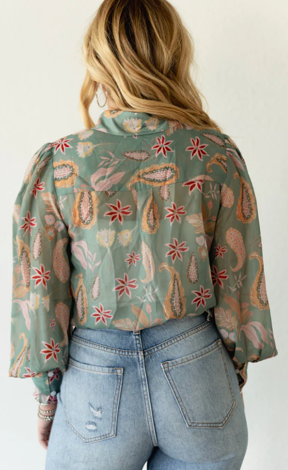 Sage Paisley Blouse