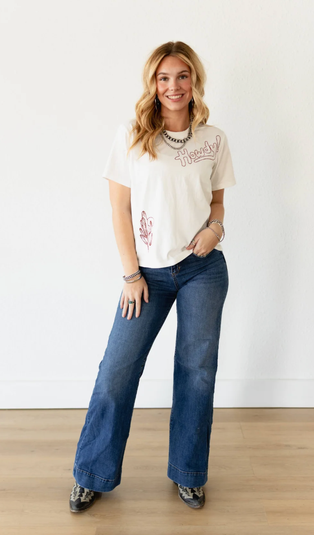 Howdy Cactus Embroidered Tee