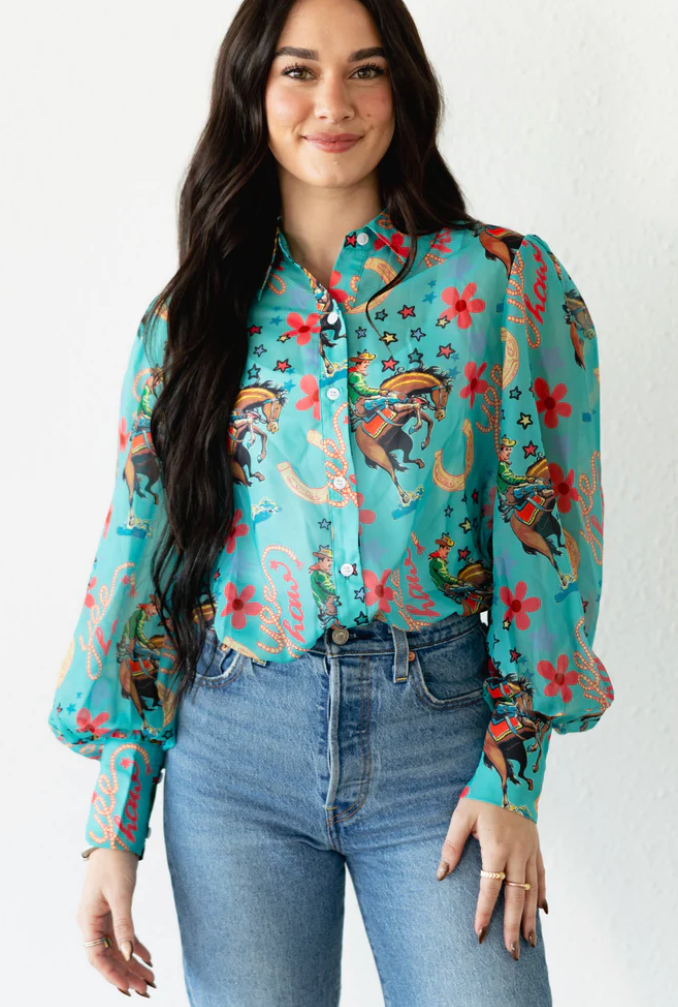 Turquoise Yeehaw Blouse