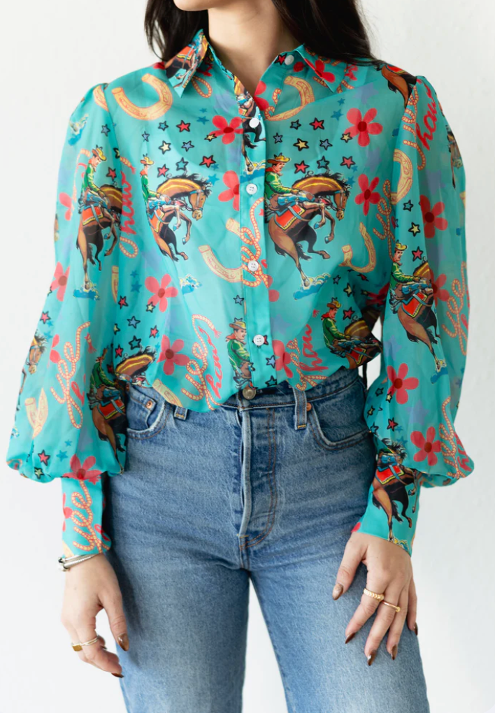 Turquoise Yeehaw Blouse