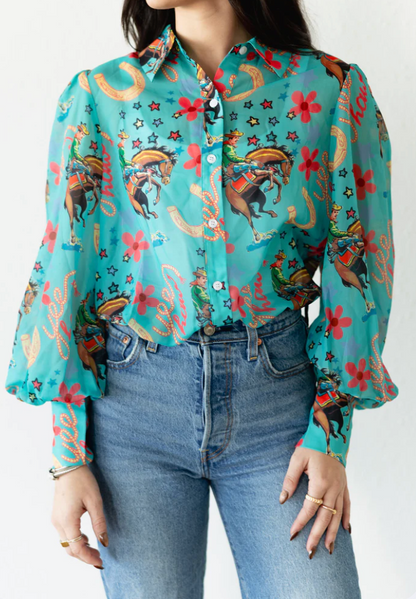 Turquoise Yeehaw Blouse