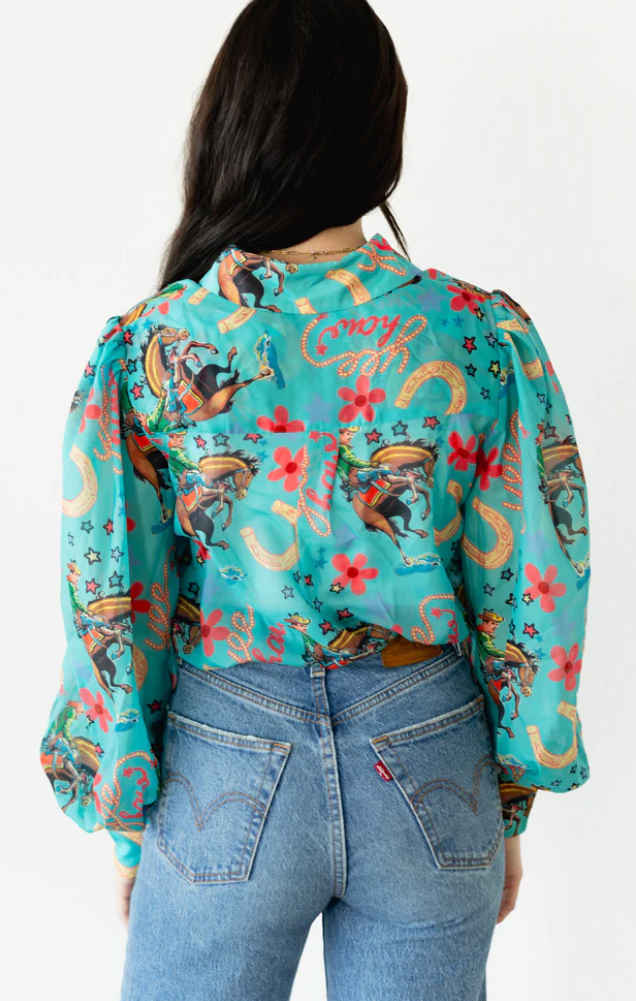Turquoise Yeehaw Blouse