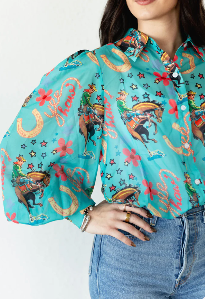 Turquoise Yeehaw Blouse