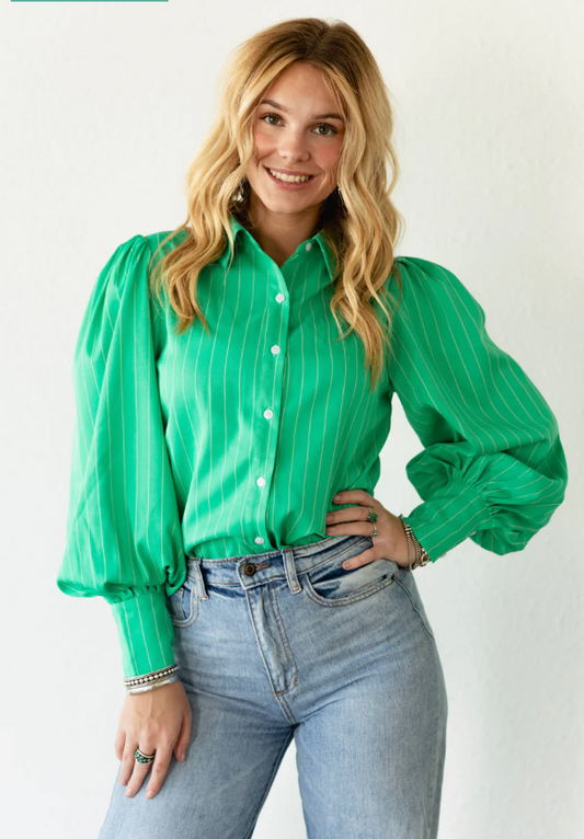 Emerald Outlaw Pinstripe Blouse