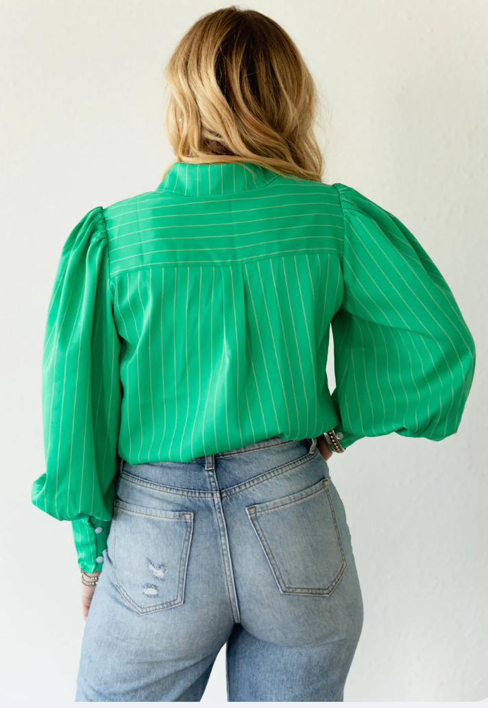 Emerald Outlaw Pinstripe Blouse