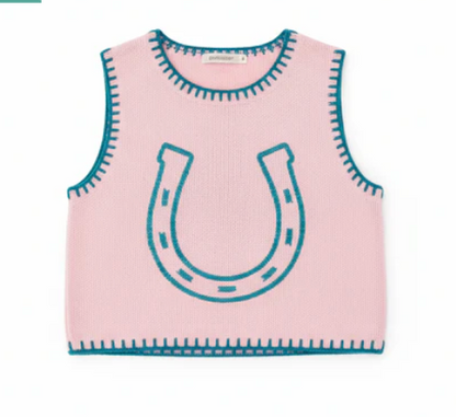 Pink Horse Shoe Sweater Vest