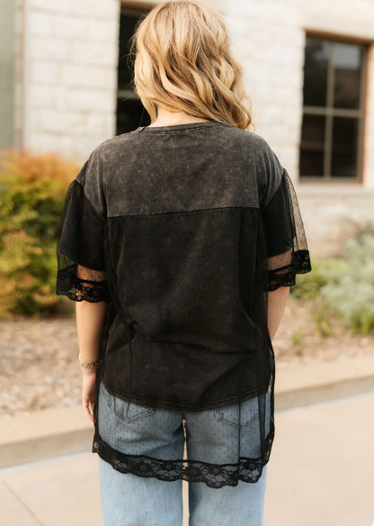 Midnight Mustang Lace Tee